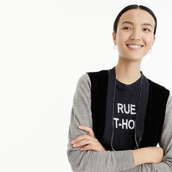 J Crew Harlow Cardigan Sweater Velvet Front - Picture 3 of 8